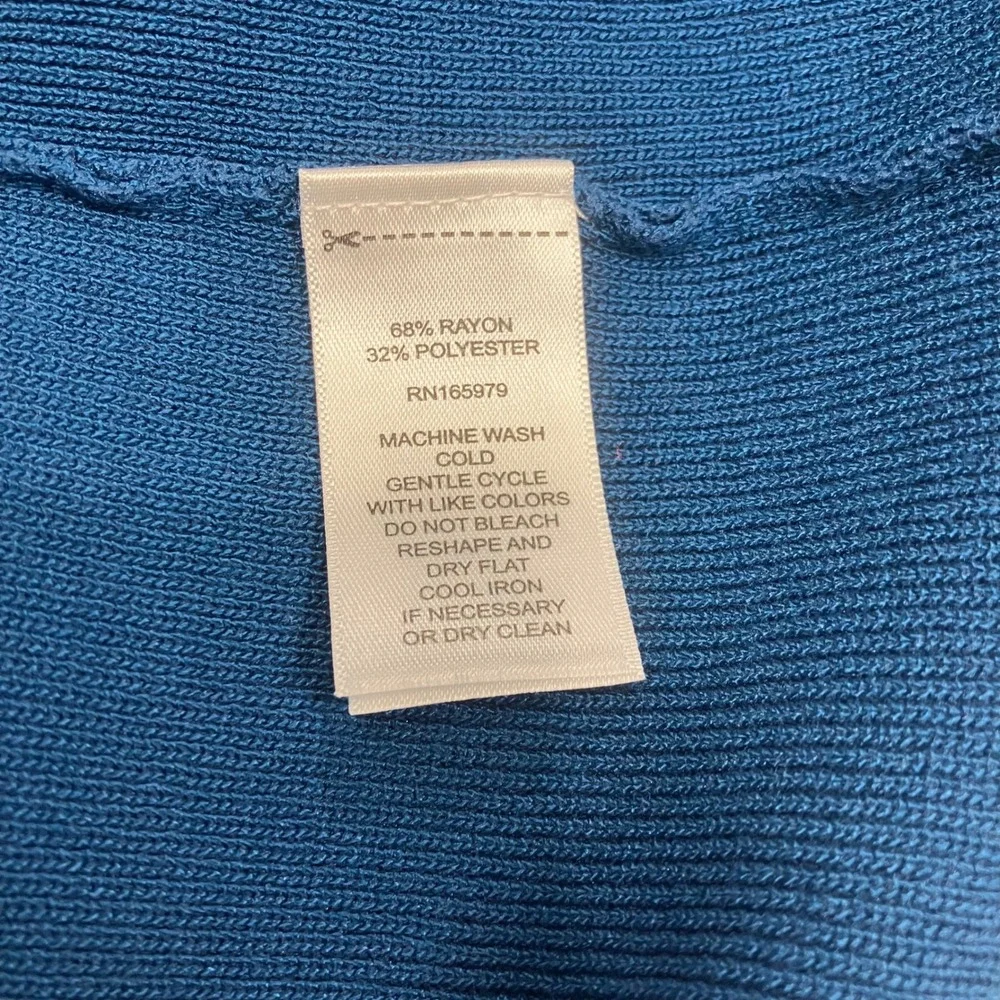 Cable Gauge Teal Blue Scallop Trim Knit Tunic Top Sweater 3/4 Sleeves SZ 2X - Picture 5 of 6